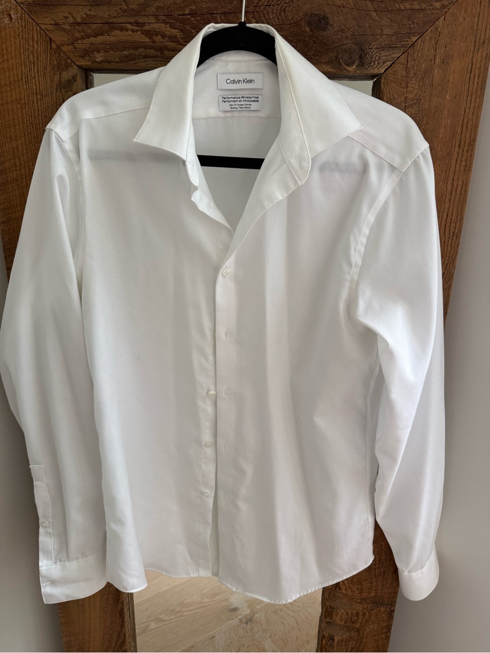 Calvin Klein Men's White -Collar Dress Shirt